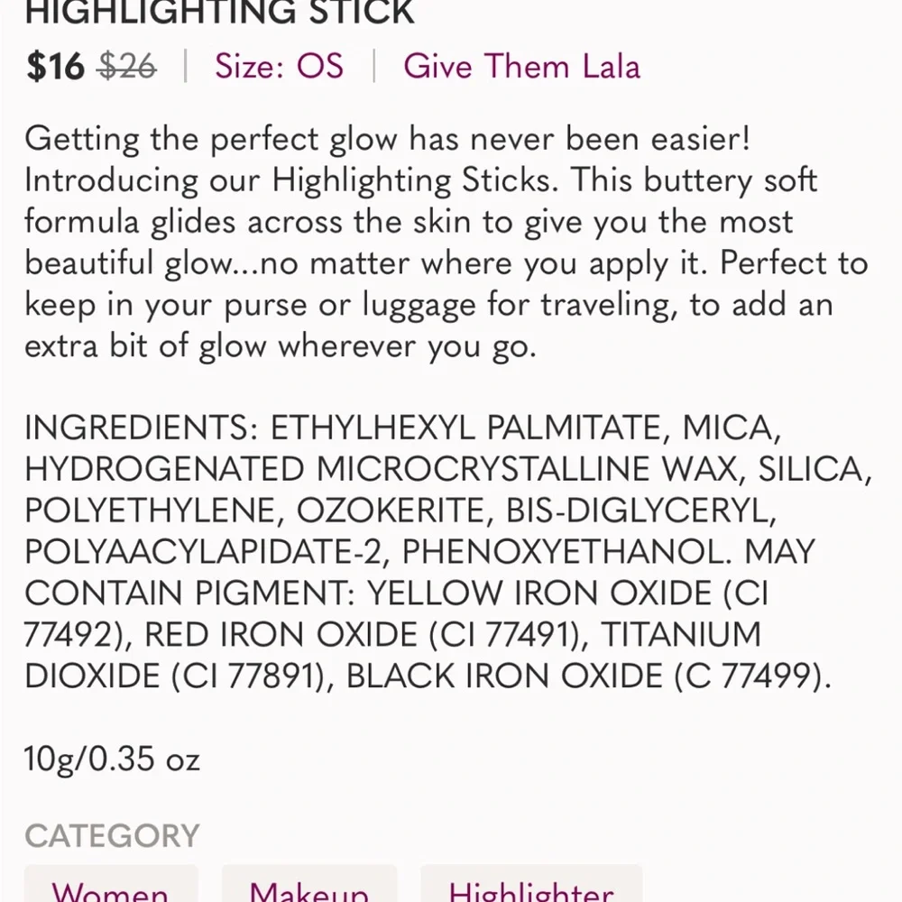 #GIVE THEM‎ LALA - HIGHLIGHTER STICK GOLDEN GIRL